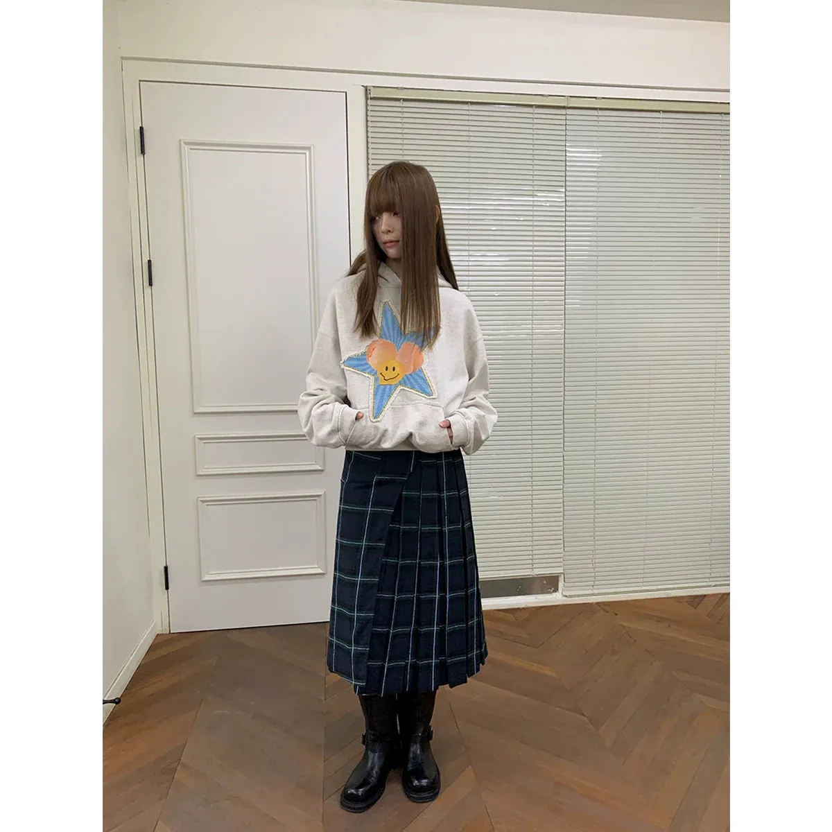Pleated Check Skirt
