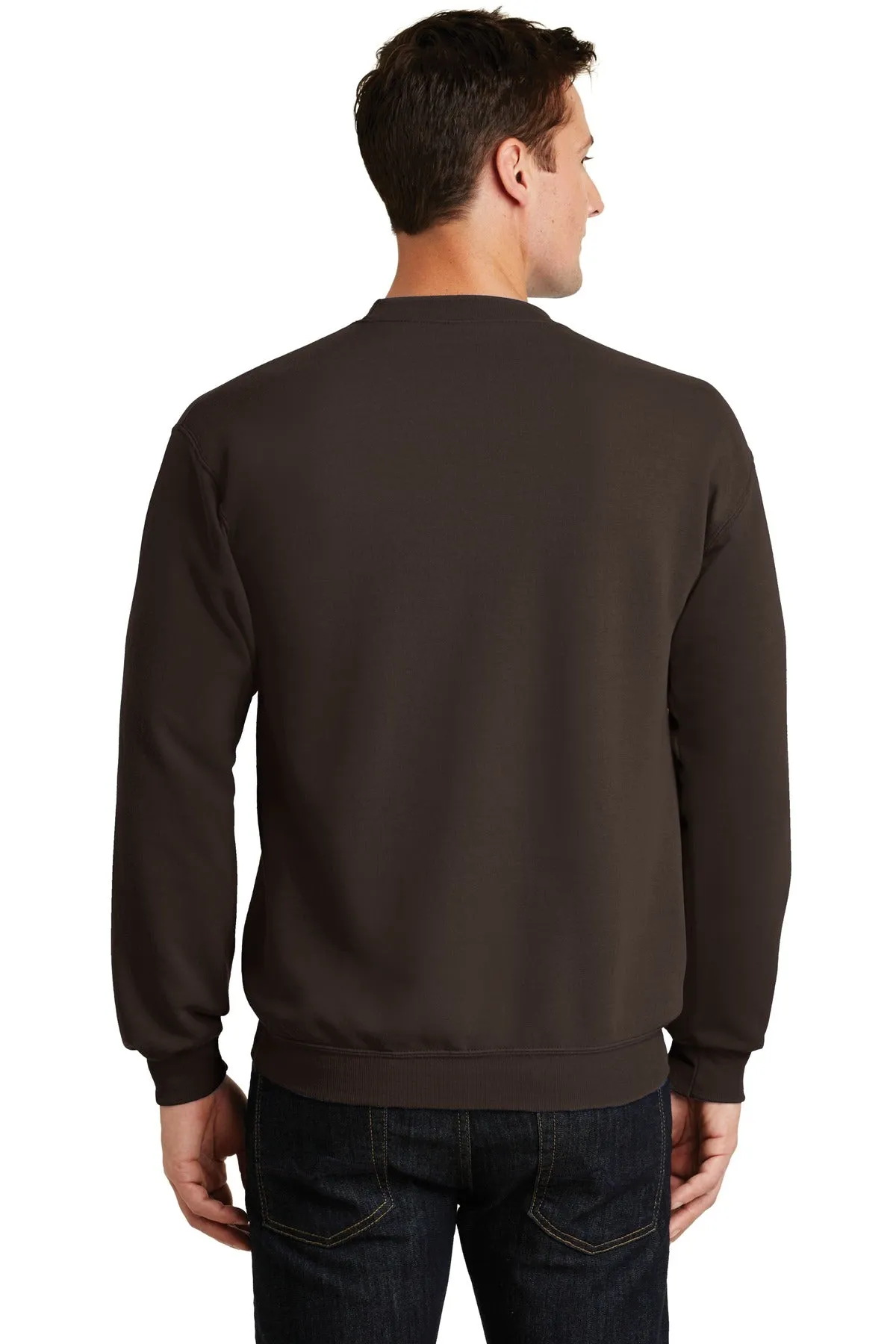 Port & Company Core Fleece Crewneck Sweatshirt. PC78 Dark Chocolate Brown