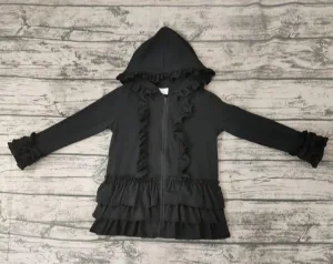 Pre order ruffle zip jackets BLACK 4-6 week tat