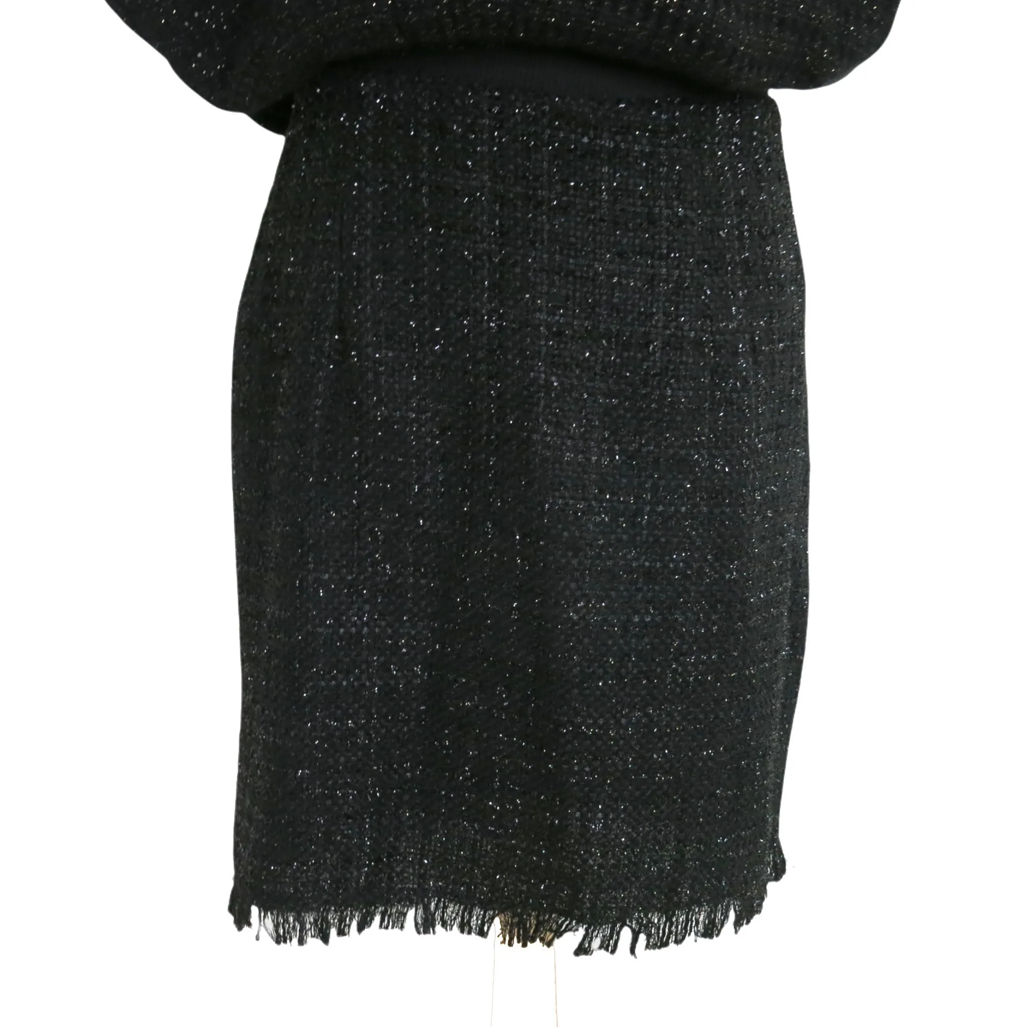 Preloved Fringe Edged Black Shimmer Skirt