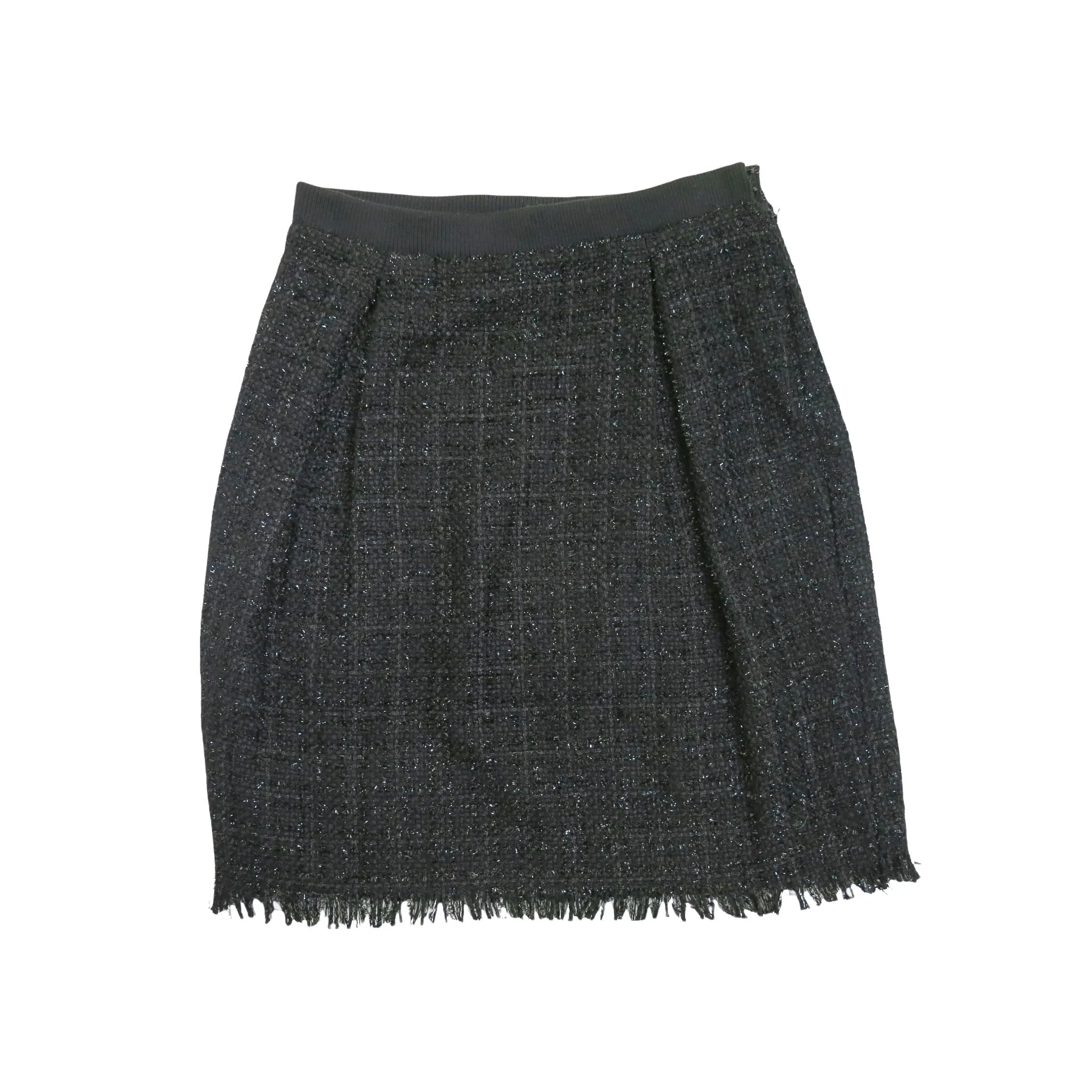 Preloved Fringe Edged Black Shimmer Skirt