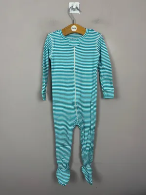 Primary Organic Sleepsuit - Turquoise Fine Stripes NEW 12-18m, 18-24m