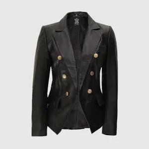 Purchase Best Style Womens Black Leather Blazer Jacket For Sale