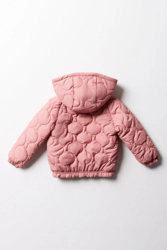 Quilted Hooded Jacket Pink