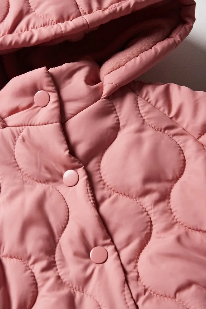 Quilted Hooded Jacket Pink