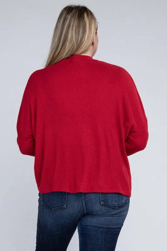 Raya Curvy Plus Top - Drop Shoulder, Mock Neck, Long Sleeve