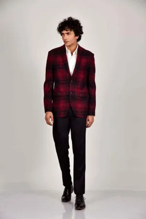 Red Tweed Woven Blazer