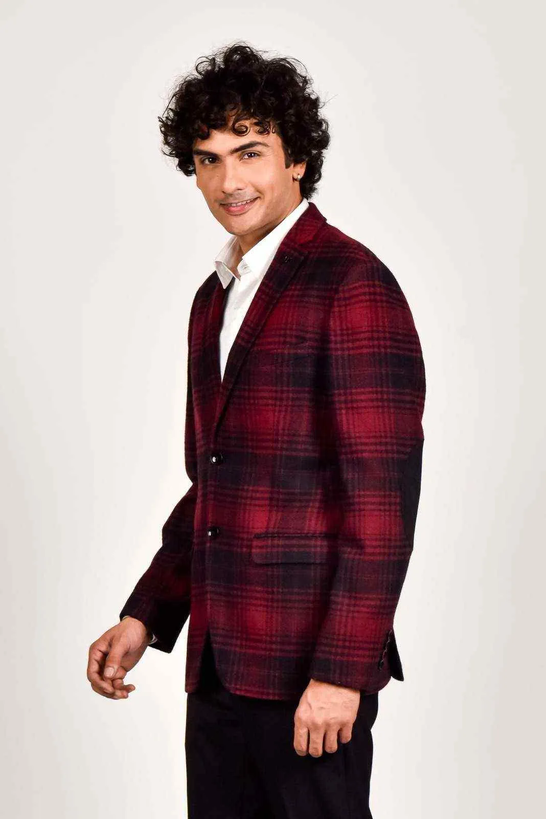 Red Tweed Woven Blazer