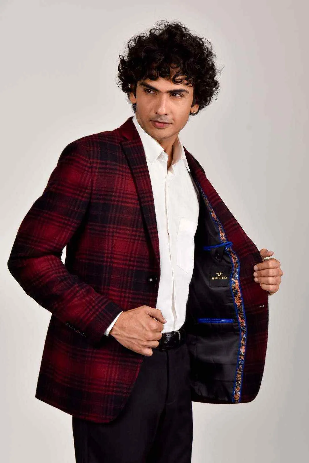 Red Tweed Woven Blazer
