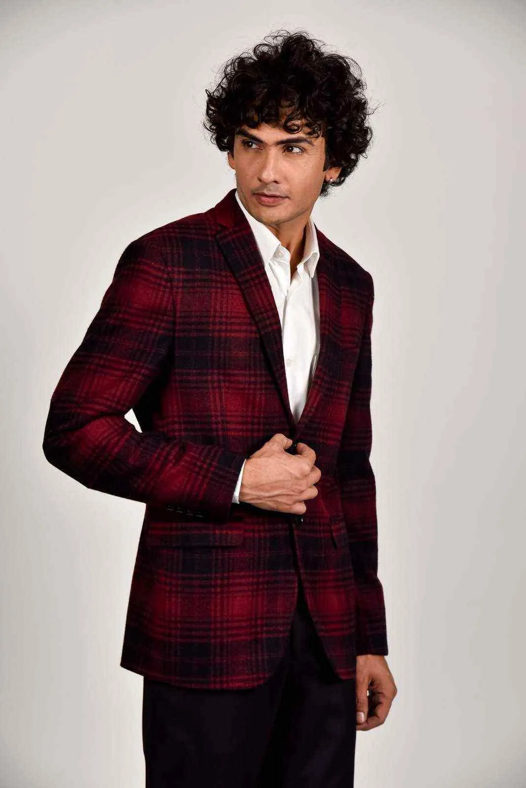 Red Tweed Woven Blazer