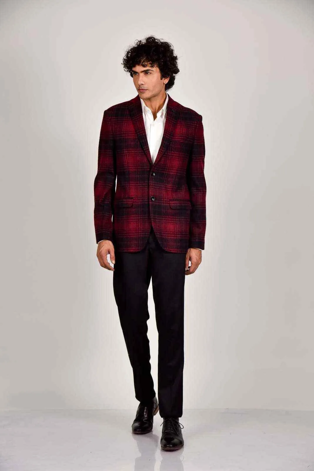 Red Tweed Woven Blazer
