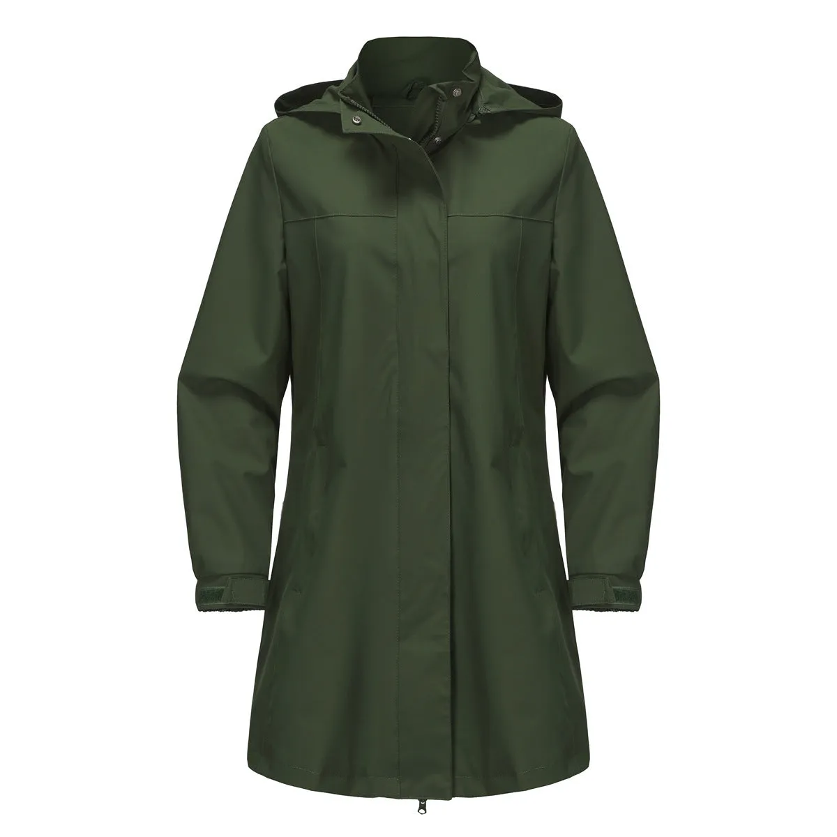 Removable Cap Waterproof Windbreaker Women's Solid Color