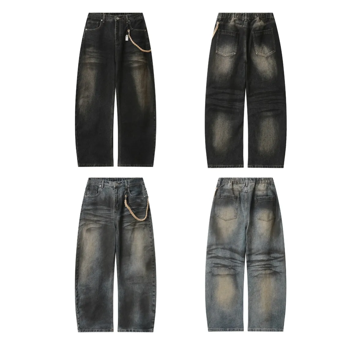 Retro Washed Wide-Leg Jeans
