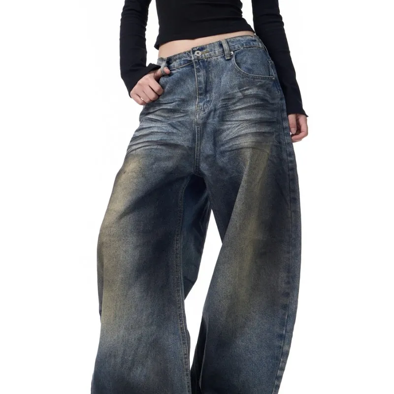 Retro Washed Wide-Leg Jeans