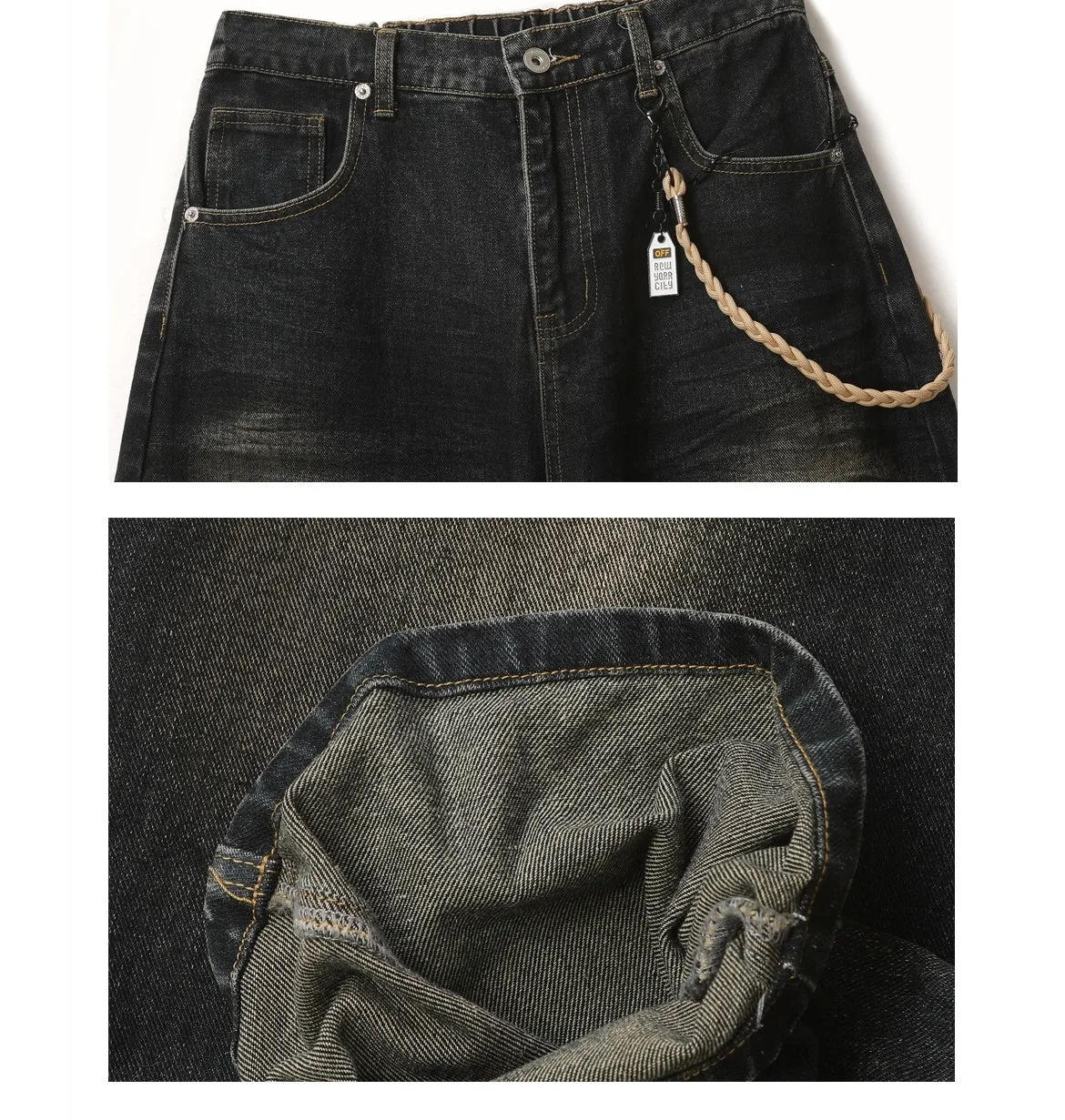 Retro Washed Wide-Leg Jeans