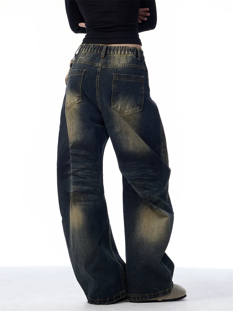 Retro Washed Wide-Leg Jeans