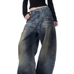 Retro Washed Wide-Leg Jeans