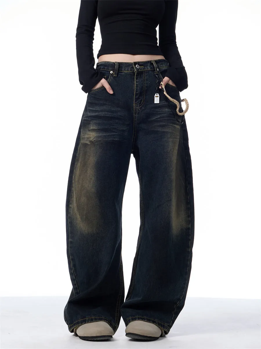 Retro Washed Wide-Leg Jeans