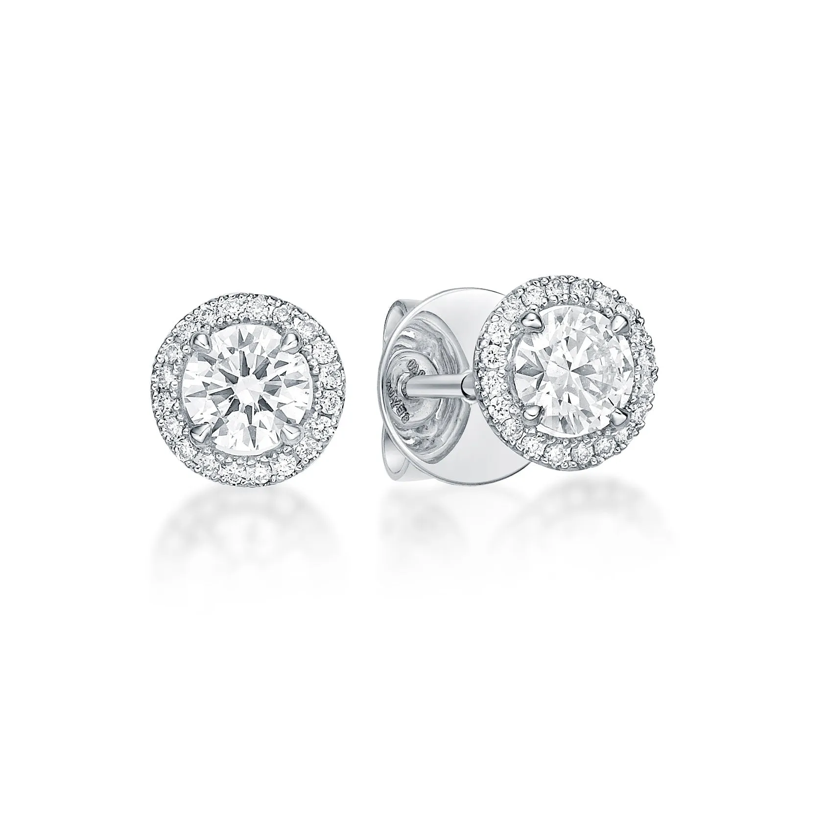 Round Brilliant Diamond  Earrings With Detachable Diamond Halo Jackets