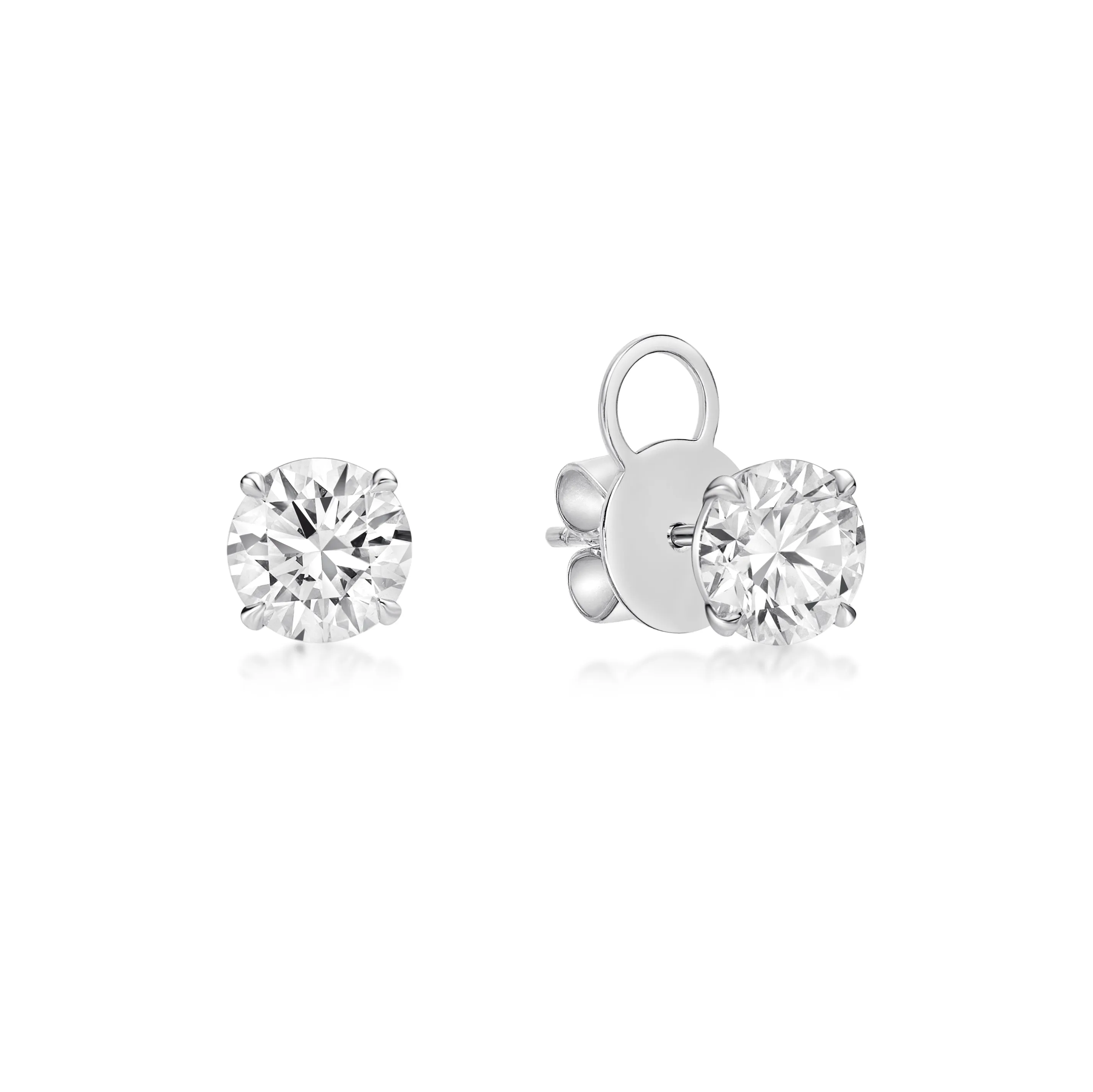 Round Brilliant Diamond  Earrings With Detachable Diamond Halo Jackets