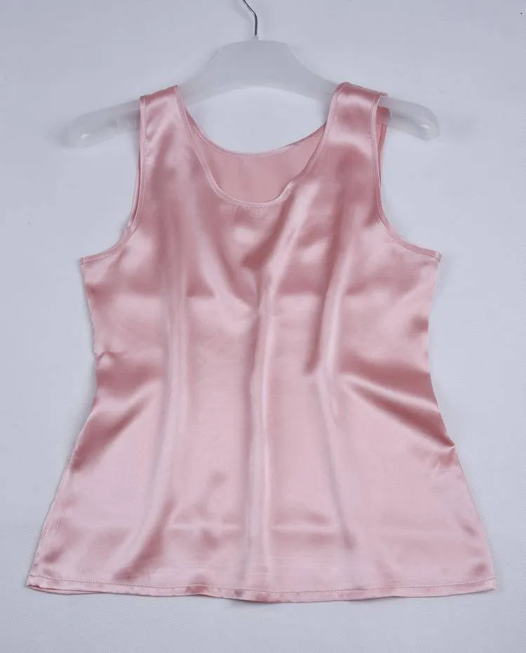 Round Neck Mulberry Silk Tank Top For Women