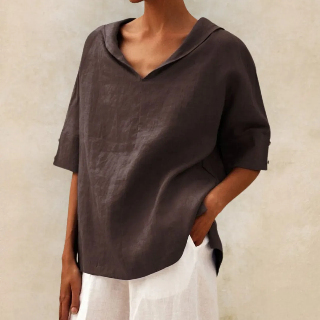 Sara | Casual V-Neck Mid Sleeve Blouse