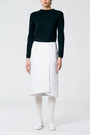 Sculpted Cotton Pitched Skirt in White