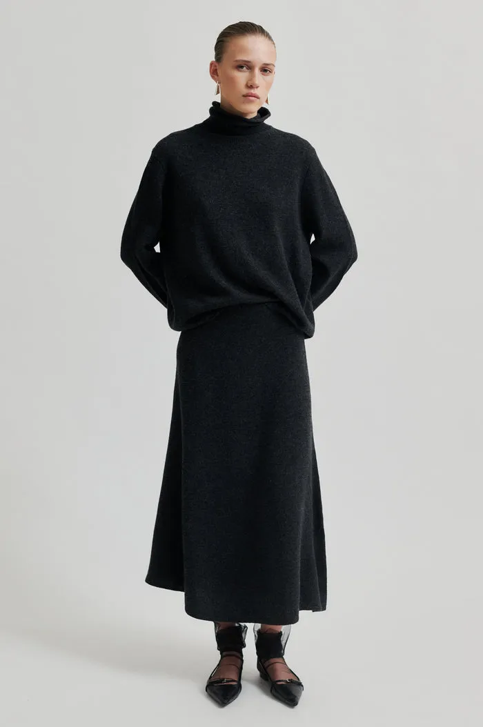 Second Female Neva Knit Skirt - Grey Melange