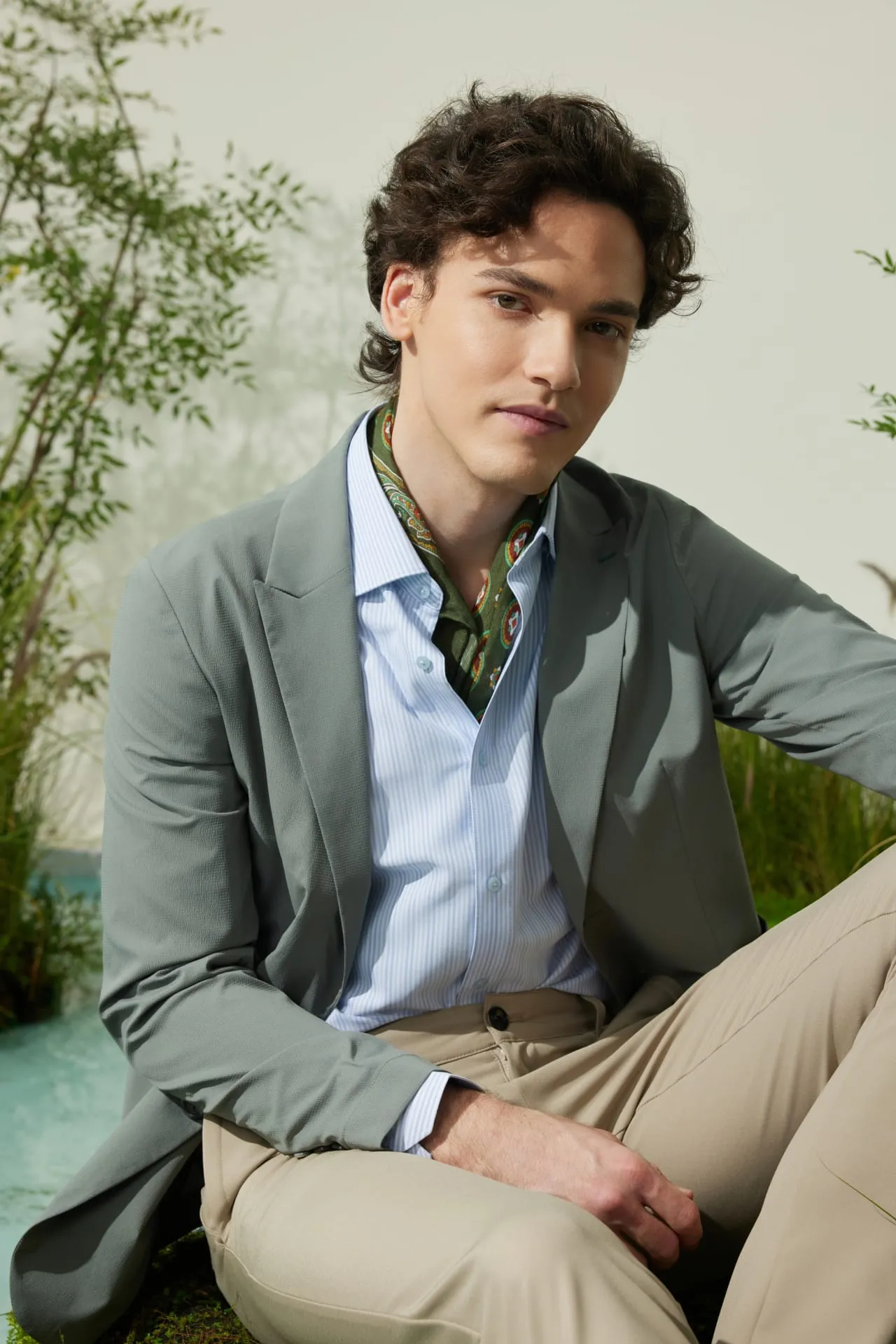 Seersucker Relax Fit Casual Blazer