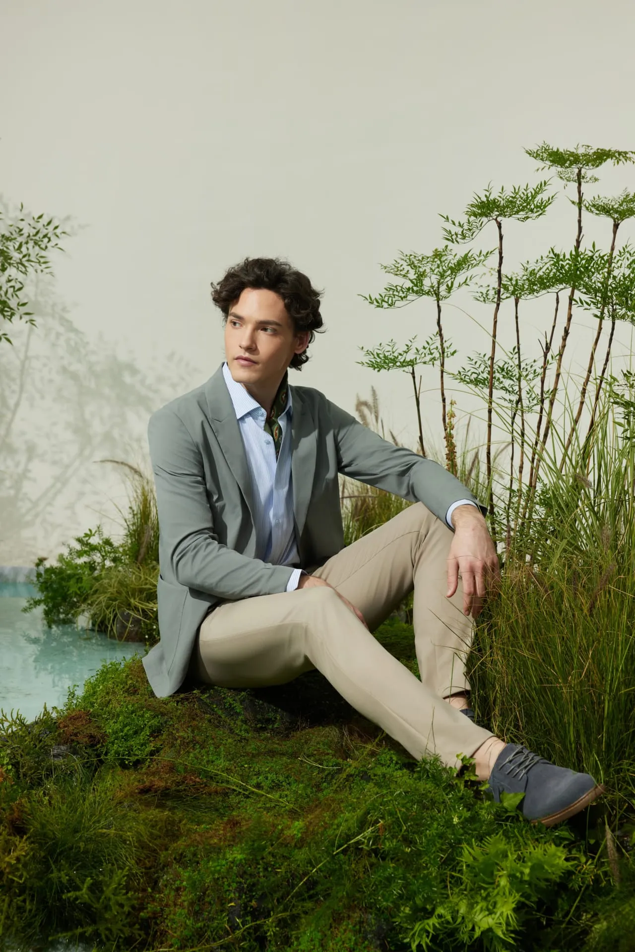 Seersucker Relax Fit Casual Blazer