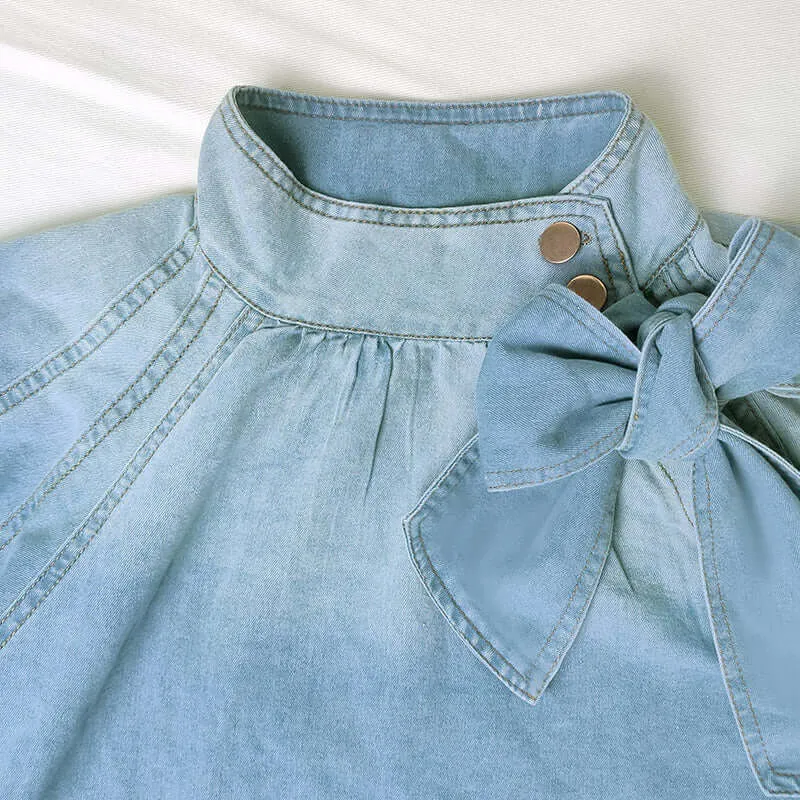 Short Jacket With Casual Bubble Sleeves Button And Drawstring
