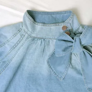Short Jacket With Casual Bubble Sleeves Button And Drawstring