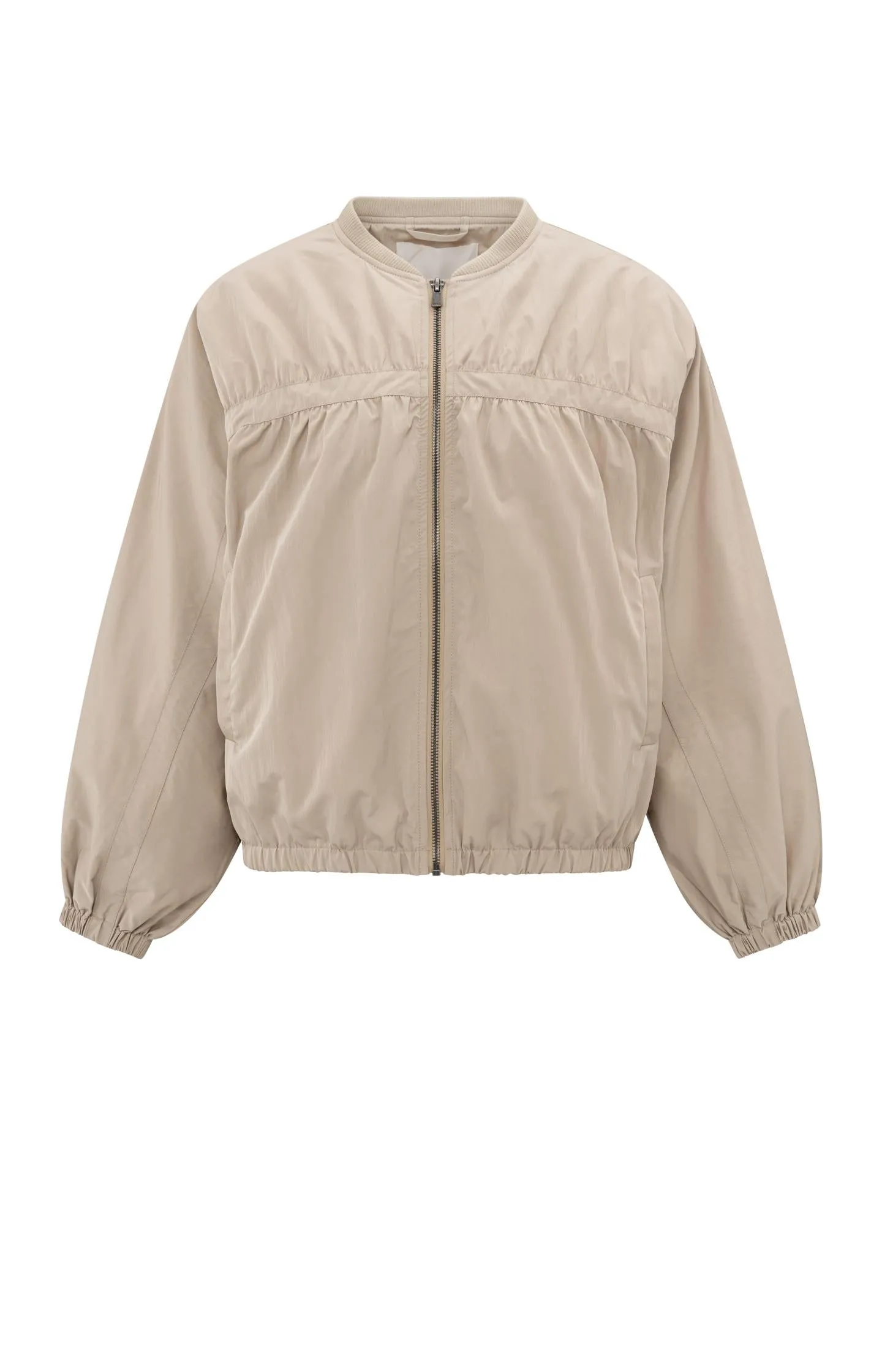 Short nylon bomber jacket with oversized fit