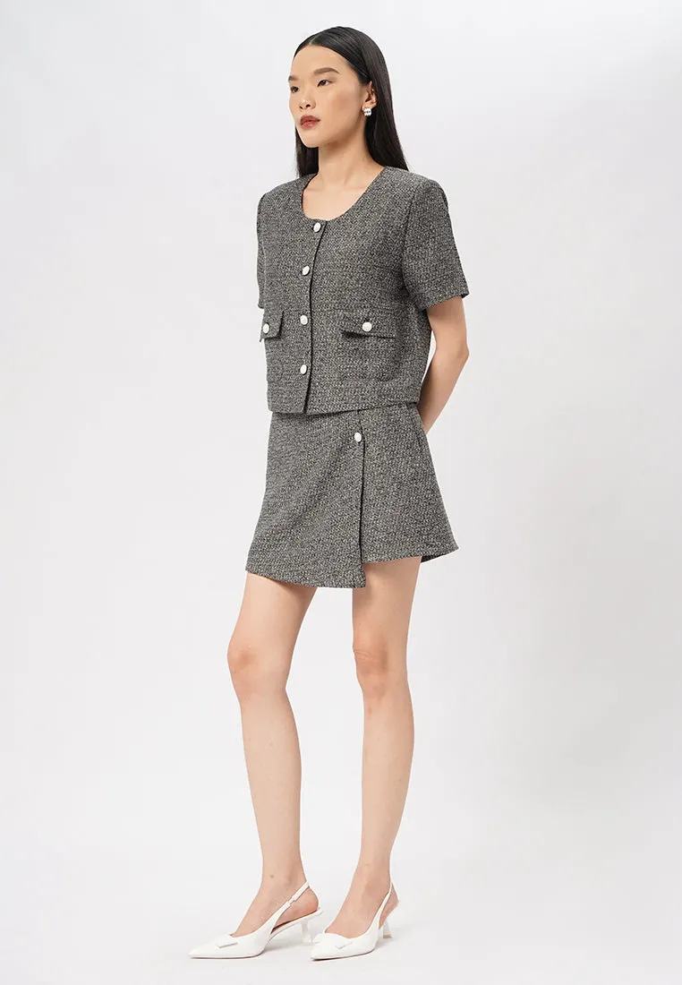 Short Sleeve Tweed Blazer