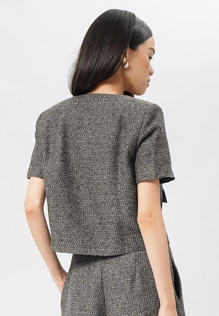 Short Sleeve Tweed Blazer