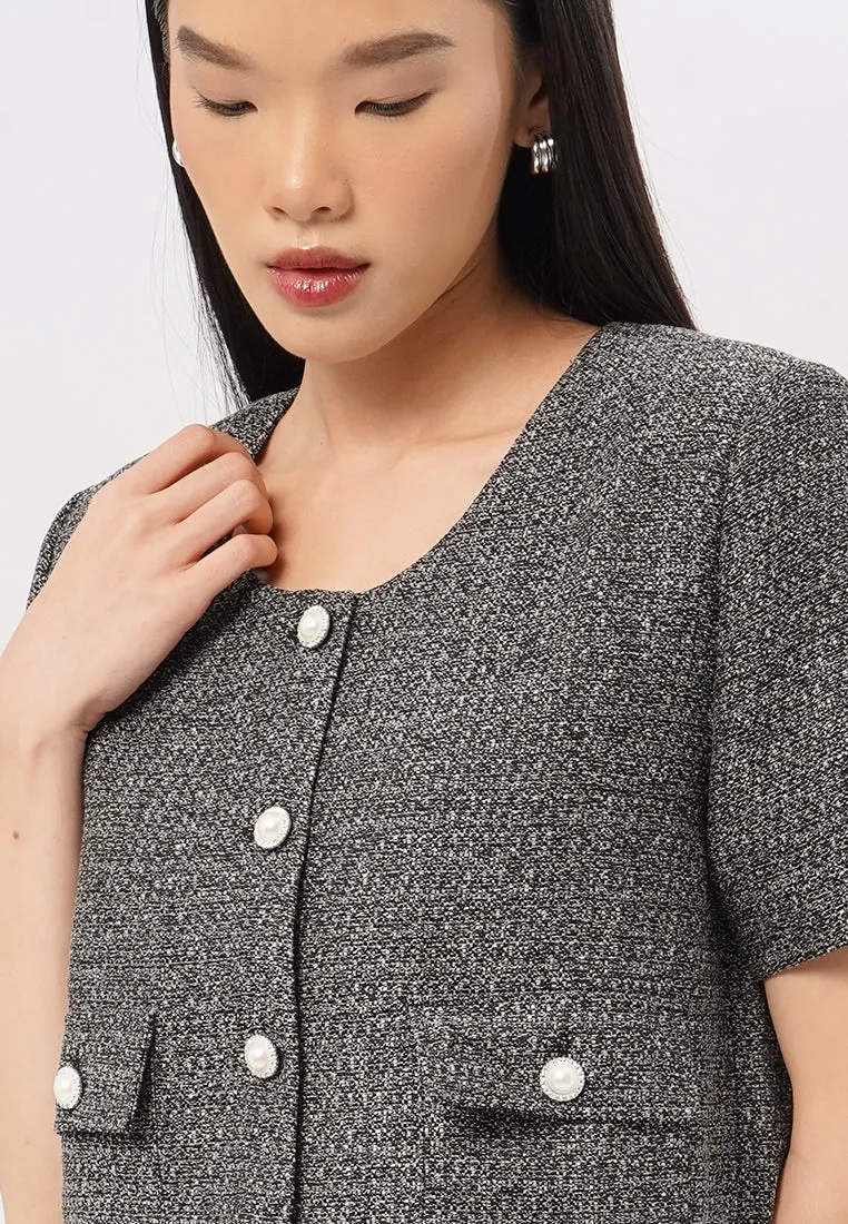 Short Sleeve Tweed Blazer