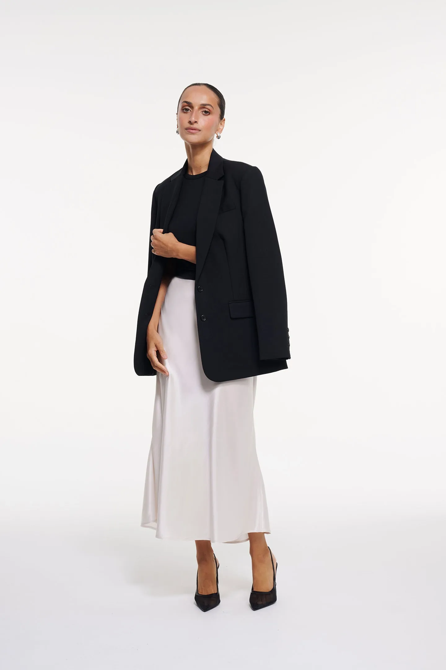 SILK MIDI SKIRT