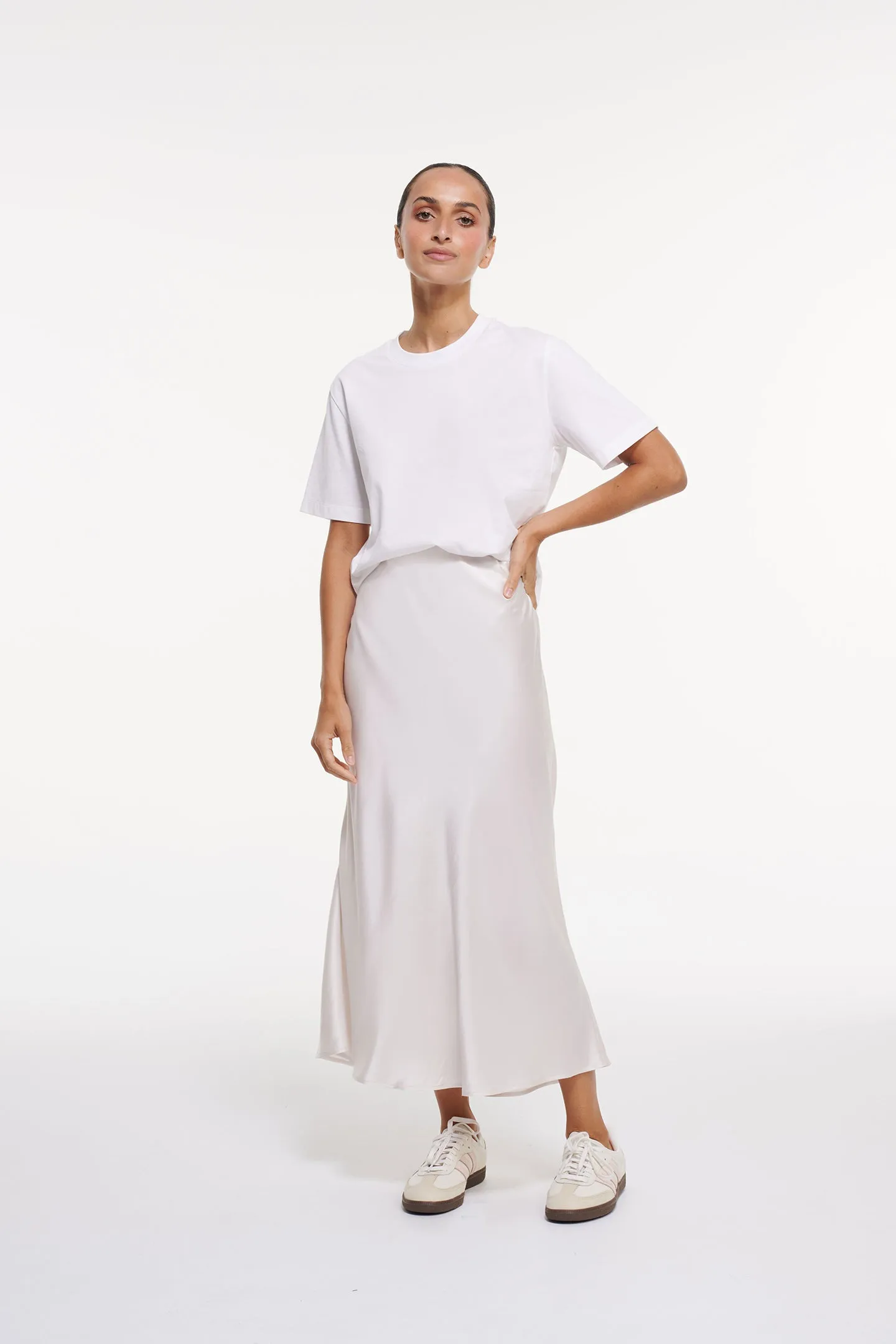 SILK MIDI SKIRT