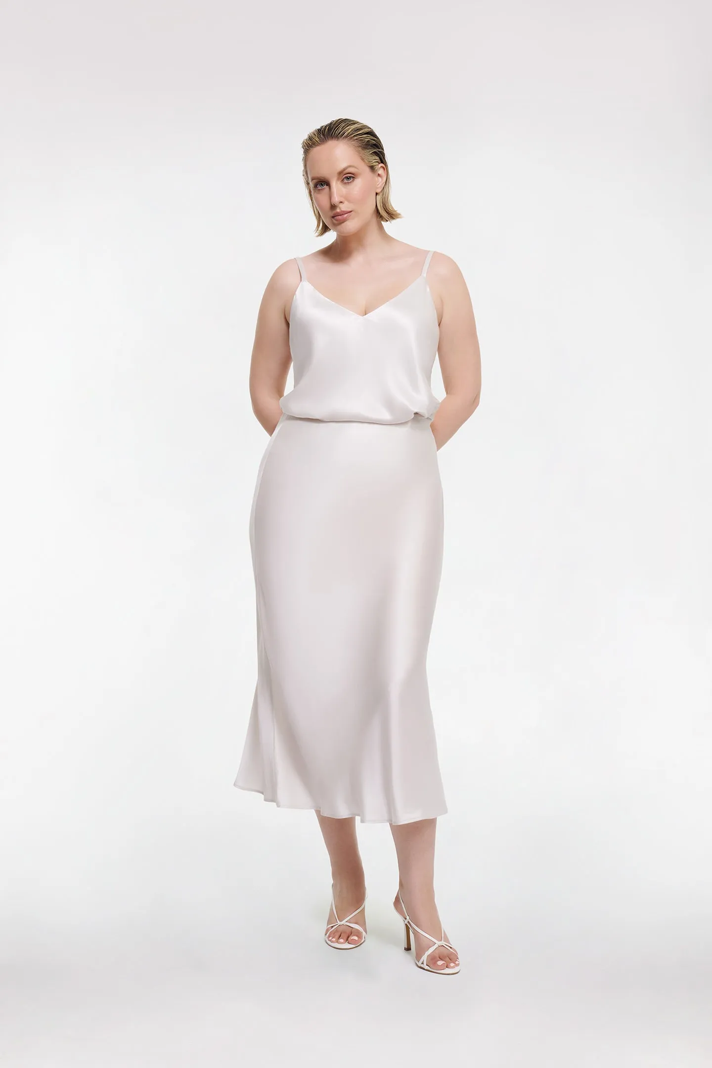 SILK MIDI SKIRT