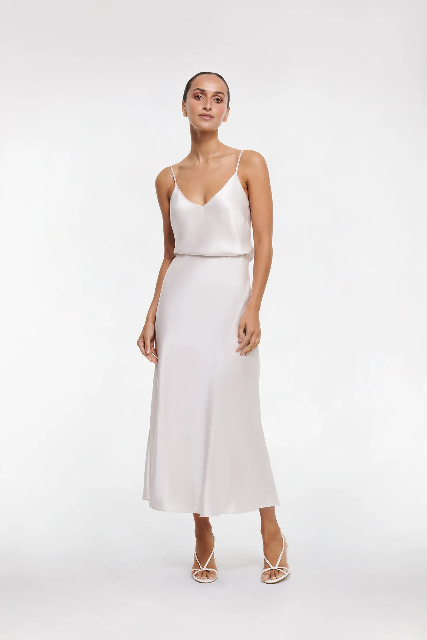SILK MIDI SKIRT