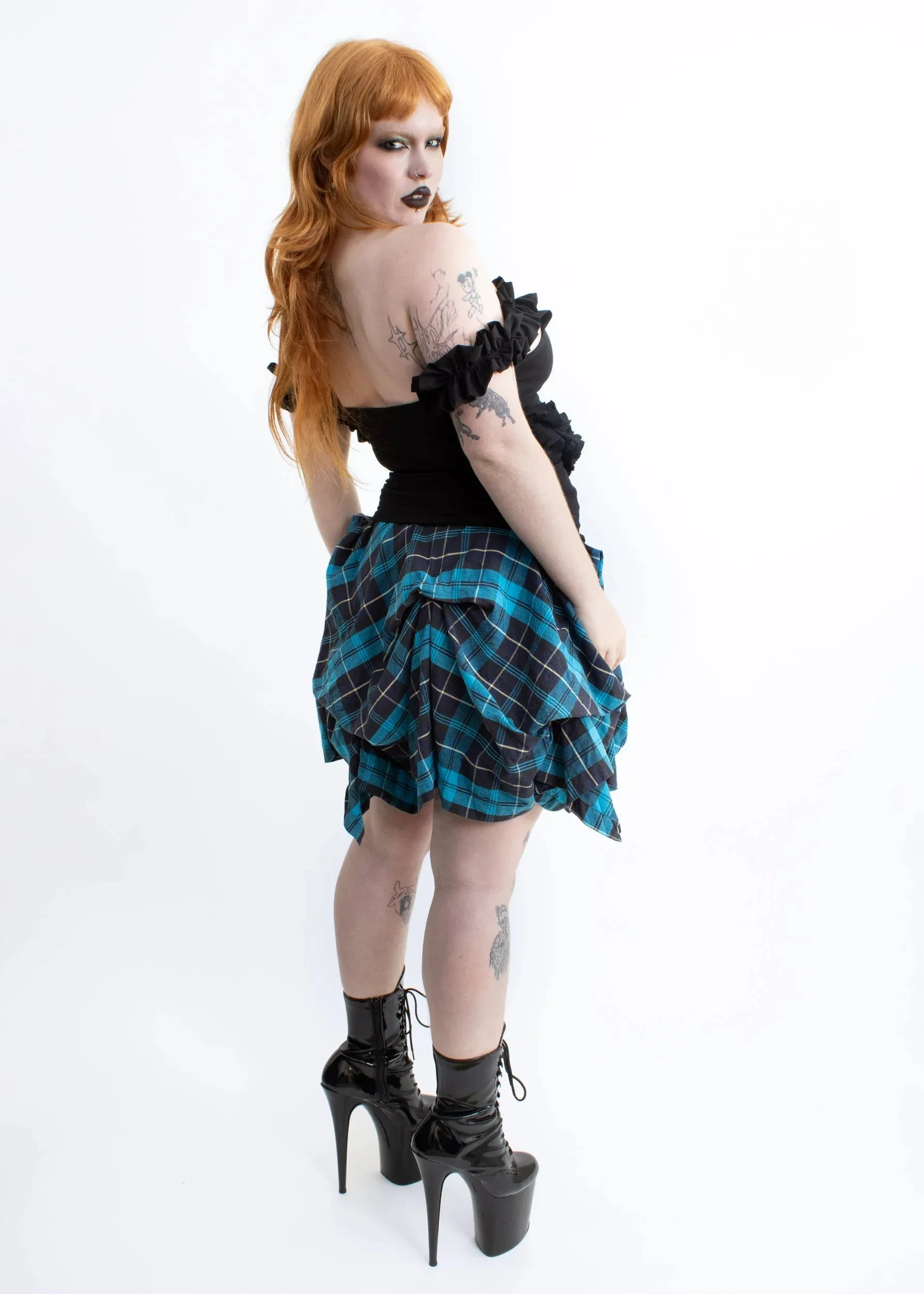 Simone Ruffle Heart Top- Black