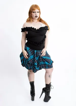 Simone Ruffle Heart Top- Black