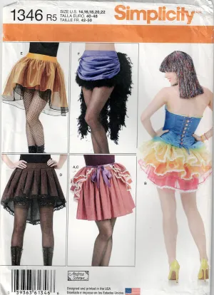 Simplicity 1346 ANDREA SCHEWE Womens Burlesque Costume Skirts & Bustle Out Of Print Sewing Pattern Size 14 - 22 UNCUT Factory Folded