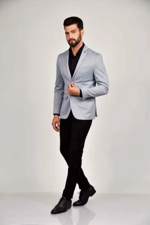 Sky Blue Knitted Blazer with Stretch