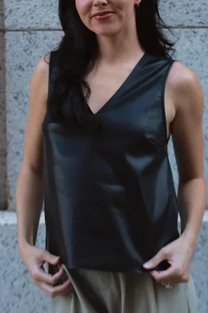 Sleek Faux Leather Sleeveless Top-Final Sale