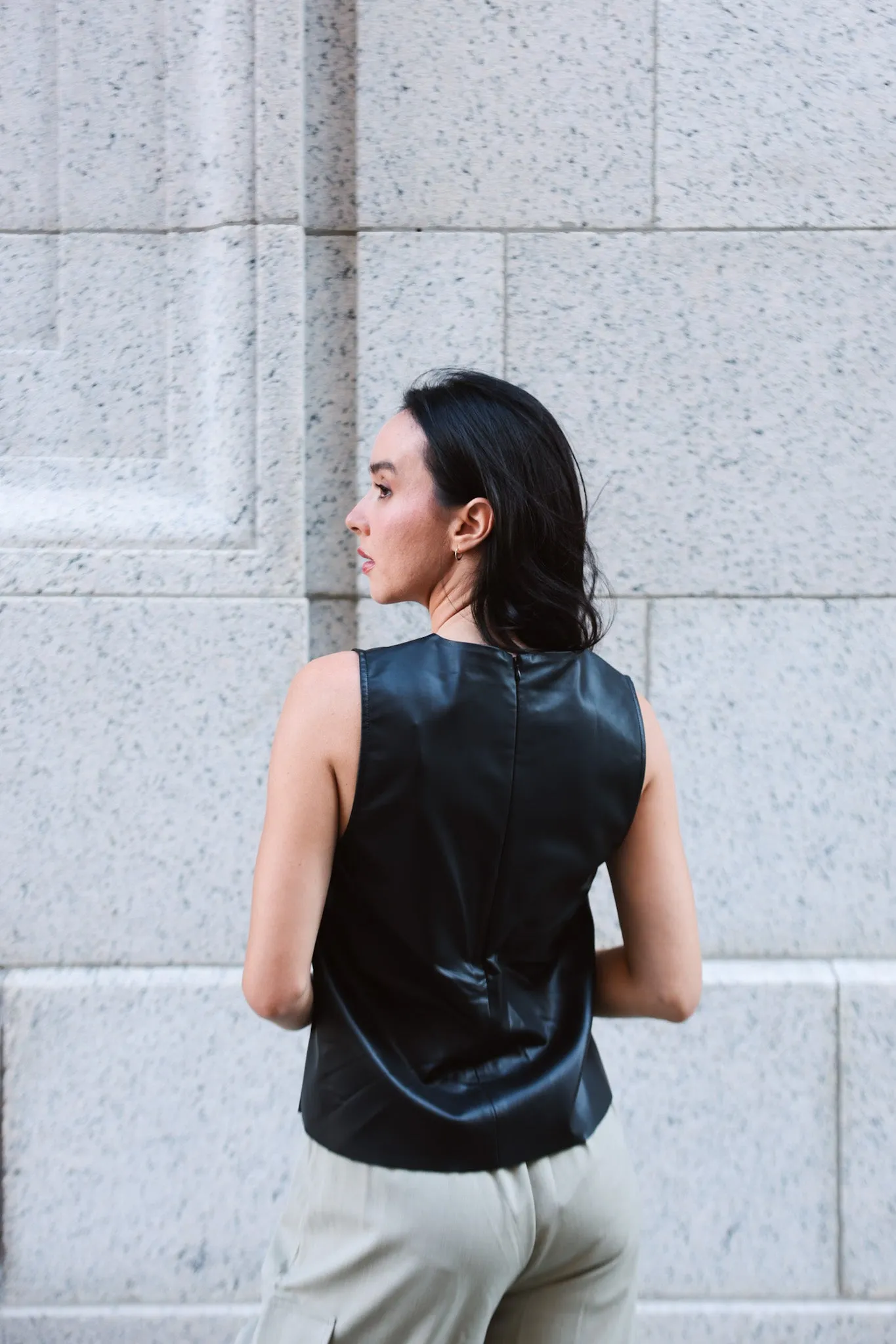 Sleek Faux Leather Sleeveless Top-Final Sale