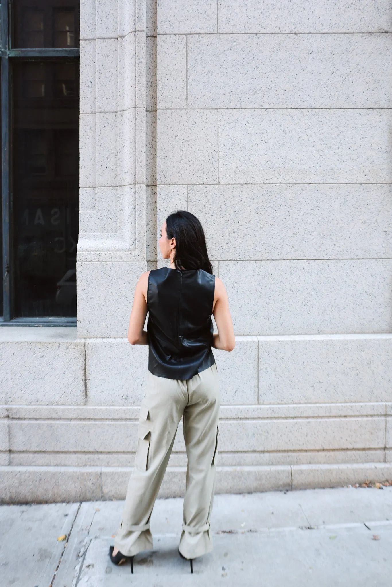 Sleek Faux Leather Sleeveless Top-Final Sale