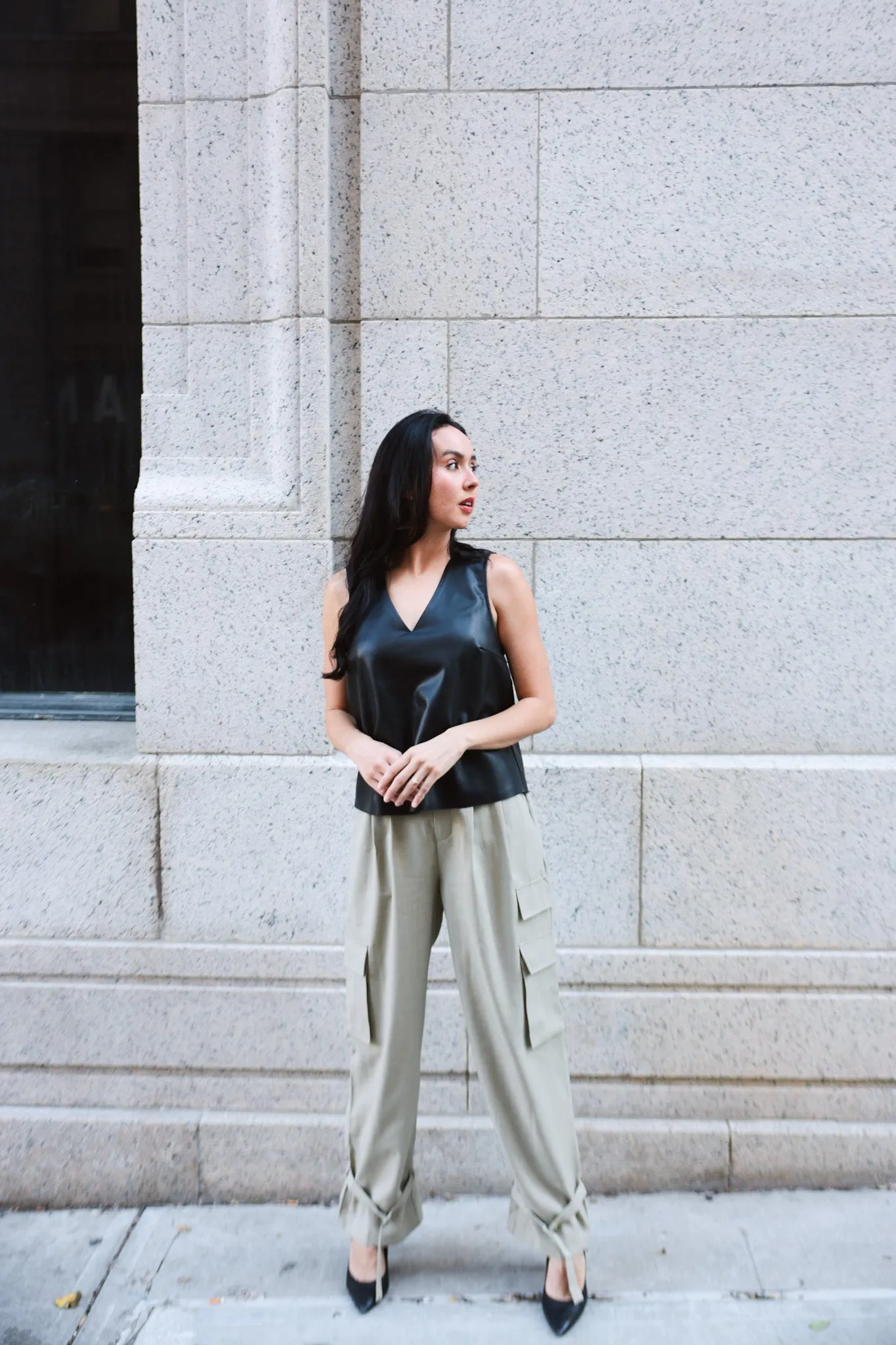 Sleek Faux Leather Sleeveless Top-Final Sale