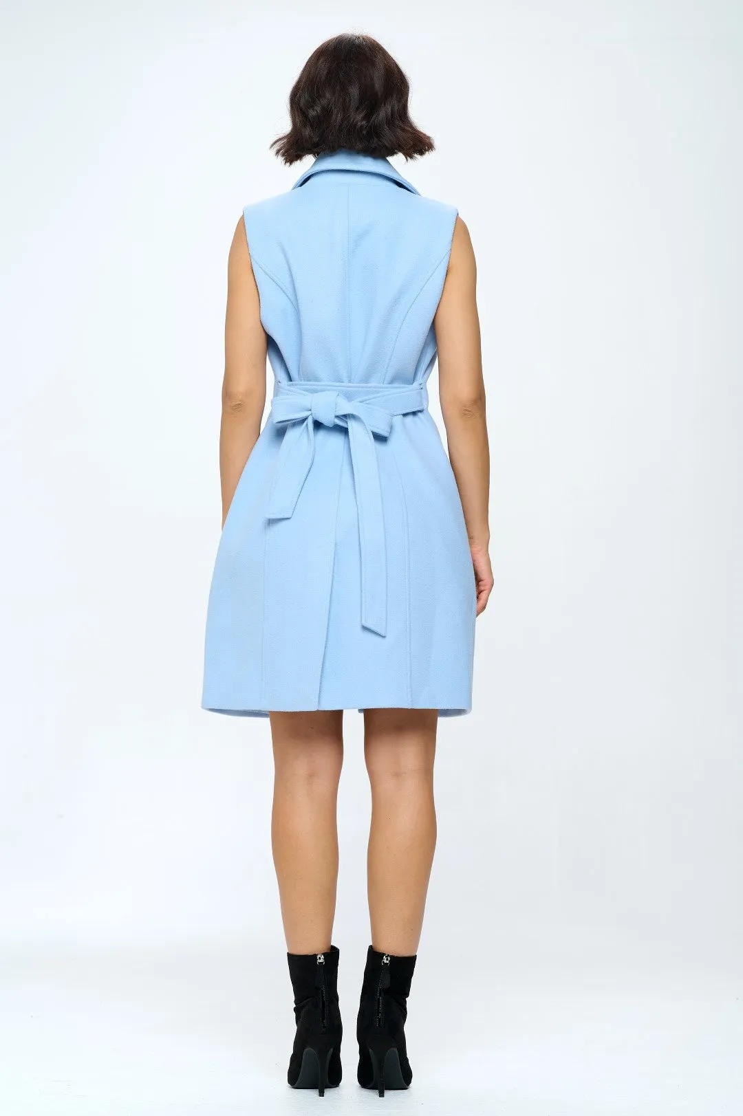 Sleek Silhouette Vegan Wool Belted Vest