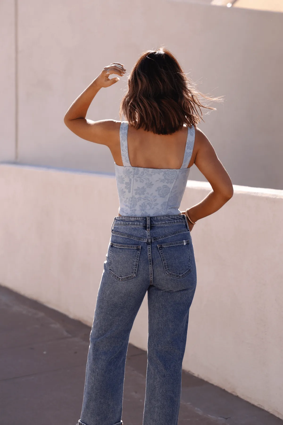 Sleeveless Corset Denim Top